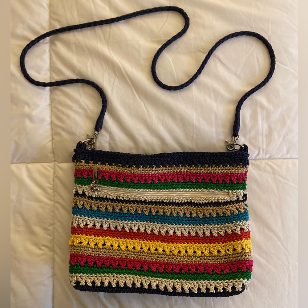 Crossbody crochet multi color bag